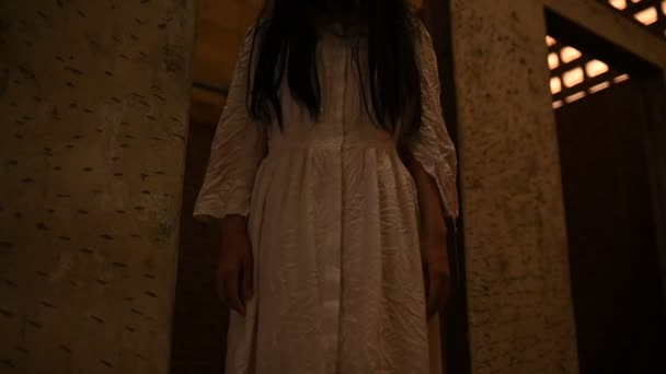 Retrato Mulher Asiática Compõem Fantasma Rosto Cena Horror Conceito Halloween — Vídeo de Stock
