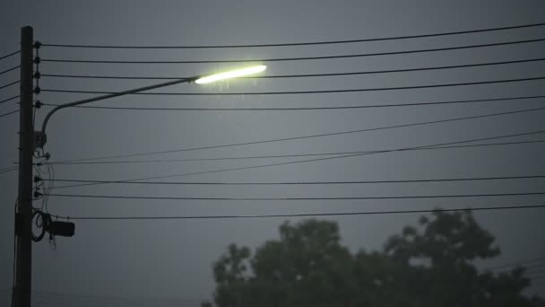 Lantern Lighting Heavy Storm Day Evening — Stock Video