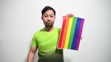 LGBT Onur Ayı konsepti, Asyalı yakışıklı erkek makyaj ve kadın kıyafeti, gay özgürlük günü 