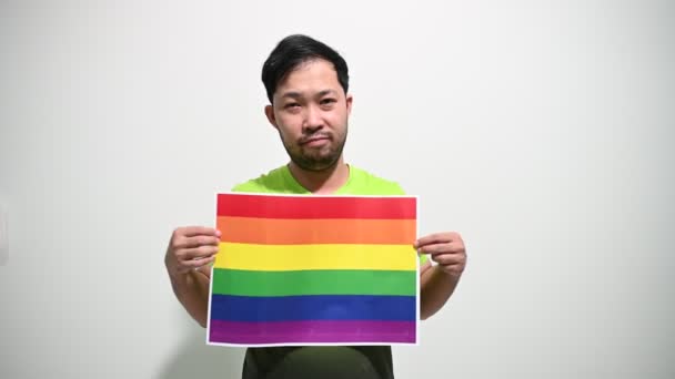 Lgbt Pride Concept Mois Asiatique Beau Mâle Maquillage Porter Femme — Video