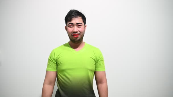 Lgbt Pride Month Concept Asian Handsome Male Make Wear Woman — Stock Video