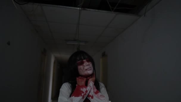 Assustador Vídeo Com Morto Menina Sangue Halloween Conceito — Vídeo de Stock