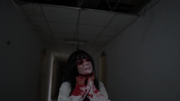 Miedo Vídeo Con Chica Muerta Sangre Concepto Halloween — Vídeo de stock