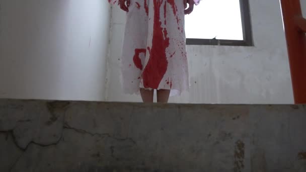 Video Spaventoso Con Ragazza Morta Nel Sangue Concetto Halloween — Video Stock