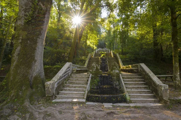 Fonte Fria Ist Der Berühmteste Brunnen Bucaco Wald Luso Portugal Stockbild