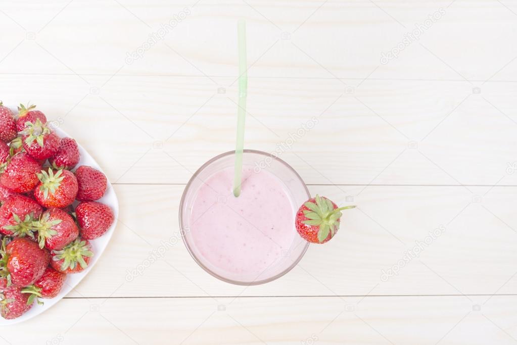 Milk shake with strawberries