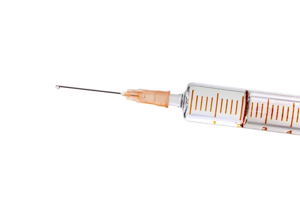 Glass syringe. vintage medical instruments. Isolated — Stock Photo, Image