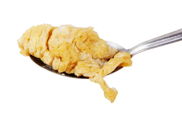 Omelet on spoon — Stock Photo, Image
