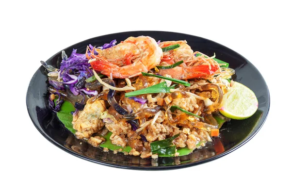 Mescolare linea di vetro alghe fritte con gamberetti (Pad Thai ) — Foto Stock