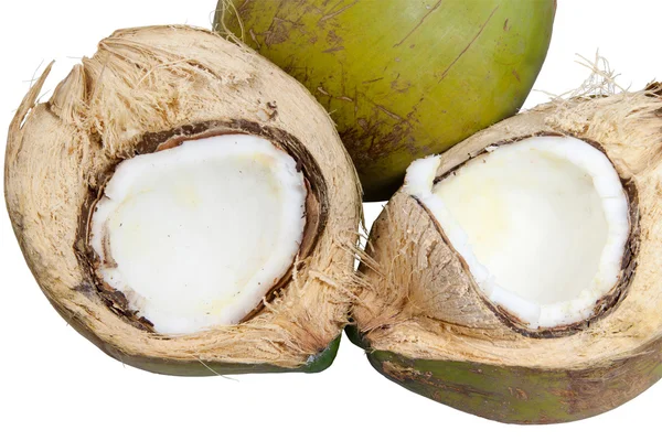 Fruta de coco é isolado em branco — Fotografia de Stock