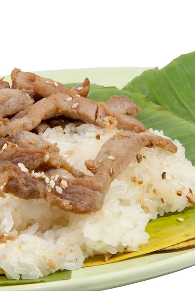 Sticky Rice og svinekjøtt, loddrett – stockfoto