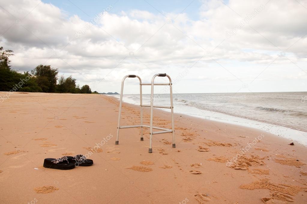 walker on sand beach