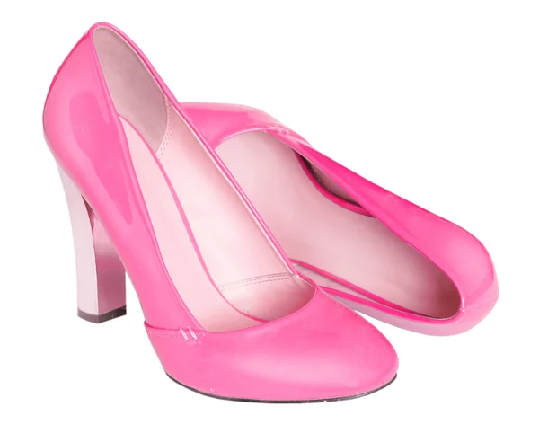 Pink lack female shoes isolated. — Stock Photo, Image