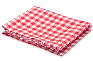 Mutfak kırmızı piknik yatay giyim üzerine beyaz izole.