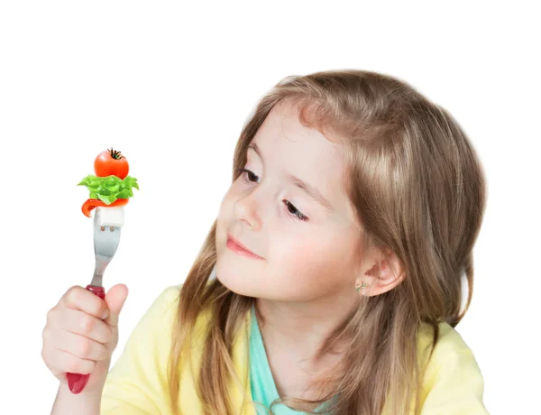 Barn hälsosam kost koncept. Kid grönsaker isolerade. — Stockfoto