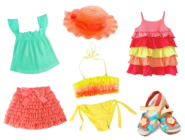 Conjunto de ropa de verano infantil aislado . —  Fotos de Stock