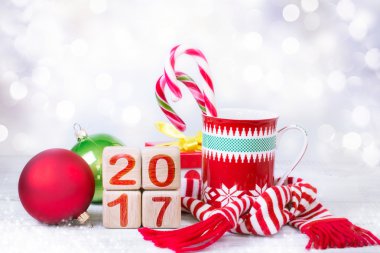 Yılbaşı yeni yıl simgesi kış bulanık rakamlar.