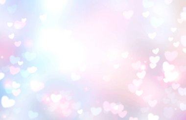 Valentine Bokeh, bulanık kalpler arka plan. Soyut romantik arkaplan. Boş uzay sevgilisinin sınır dokusu..