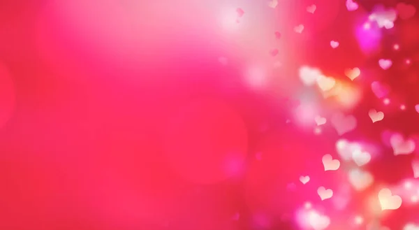 Valentine Fundo Corações Borrados Bokeh Horizontal Vermelho Abstrato Desfocado Banner — Fotografia de Stock