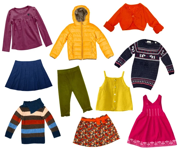 Bambini vestiti moderni collage.Isolated . — Foto Stock