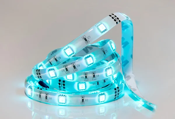 Led blue stripe coil. Diode lights. — Stock Photo, Image