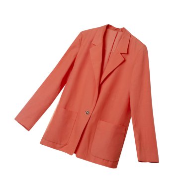 Kadın ceketi tek bir nesneyi bile izole etmedi. Parlak kadın turuncu ceketi uçuyor.