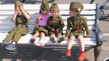 Children in Soviet uniform, Moscow clipart