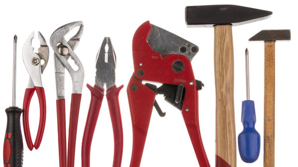 old tools on a white background