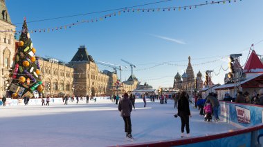 Güzel Noel buz pistinde Red Square, Moskova