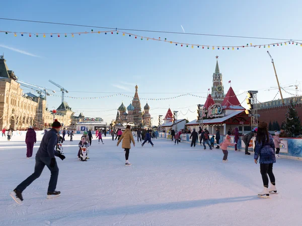 Kızıl Meydan'da Noel kış buz pateni pisti, Moskova Stok Resim