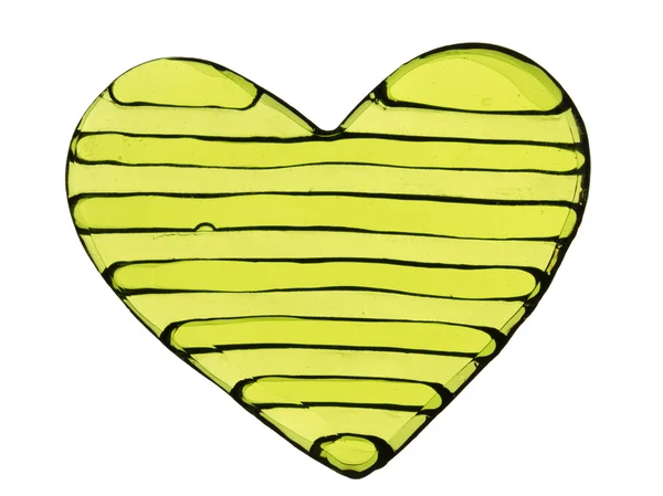绿色条纹的心 — 图库照片