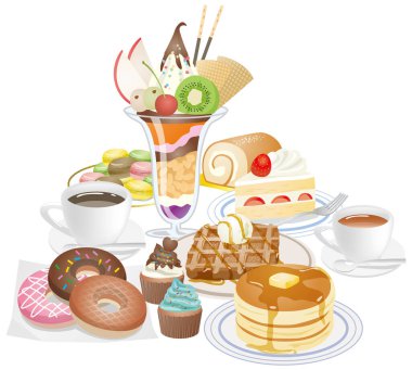 Sıraya dizilmiş pek çok şekerin bir çizimi