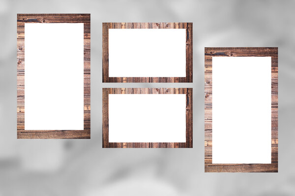 Рама из ретро дерева на сером фоне
