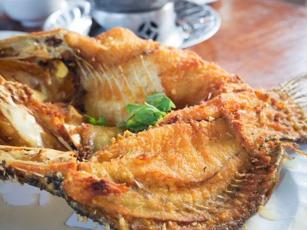 Deep fish fried with fishsauce — Stock Photo, Image
