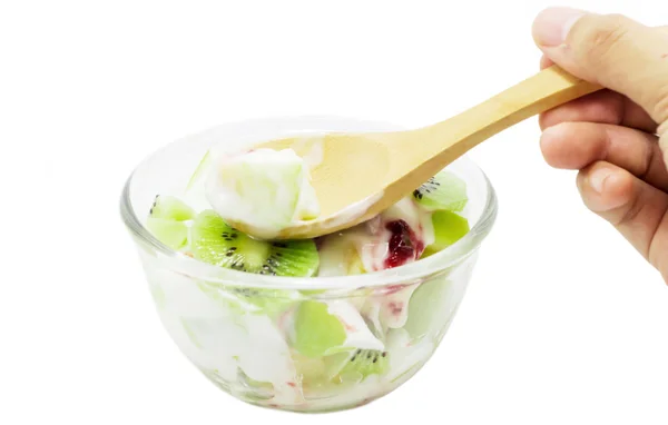 Kiwi frugt yoghurt sund dessert - Stock-foto