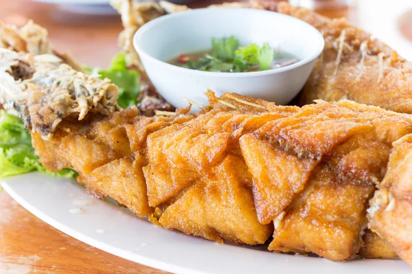 Fried seafish with Thai style sauce — Stock Photo, Image