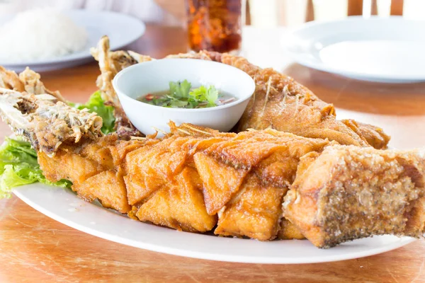 Fried seafish with Thai style sauce — Stock Photo, Image