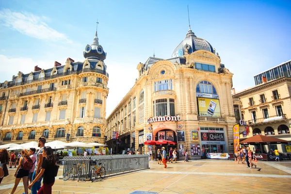 Arquitectura de Place de la Comedie, Montpellier, Francia Imágenes de stock libres de derechos