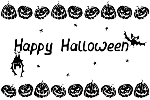 Fondo Marco Para Feliz Halloween Con Murciélagos Borde Horizontal Los — Archivo Imágenes Vectoriales