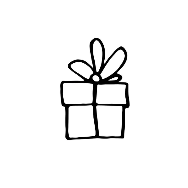 病媒以涂鸦风格勾勒出礼品盒的手绘图像 情人节 新年和其他节日的节庆设计元素 — 图库矢量图片