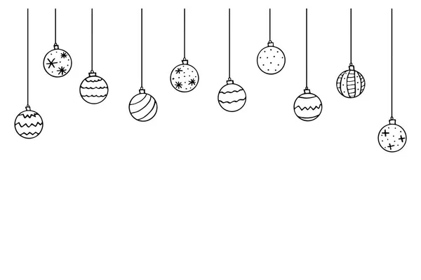 Noël Nouvel Fond Avec Suspendus Simple Contour Boules Noël Isolé — Image vectorielle