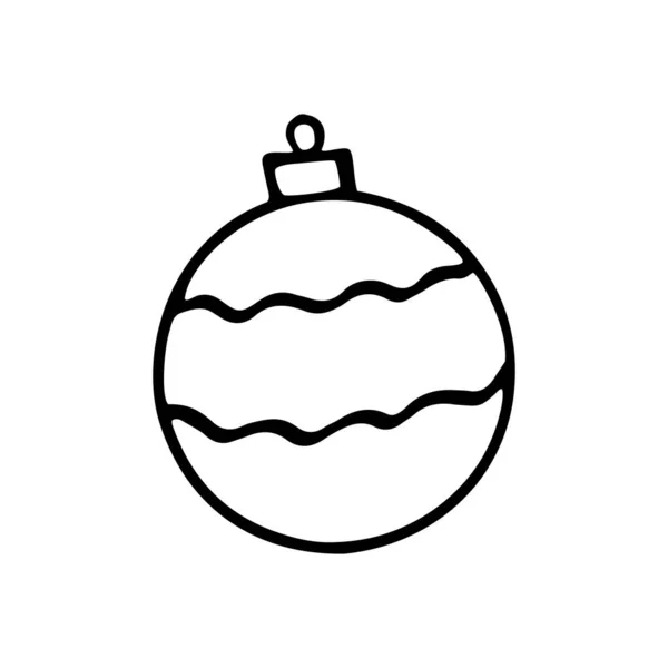 Вектор Різдвяний Контур Ялинкового Яча Елемент Новорічного Різдвяного Дизайну Каракулі — стоковий вектор