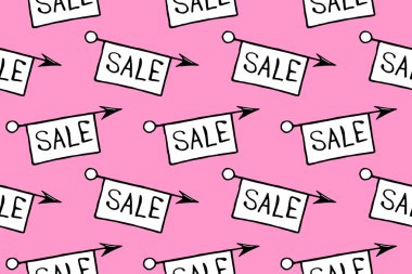 Üzerinde yazılar ve semboller olan kusursuz şablon satışı. Kara Cuma temalı el yapımı arka plan ve doku indirimler, tanıtım, ticari ve özel teklifler.