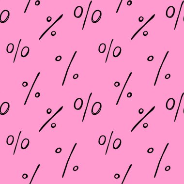 Yüzde işaretli vektör pürüzsüz desen. Ekonomi, Kara Cuma, indirimler ve satışlar hakkında el yapımı arka plan ve doku.