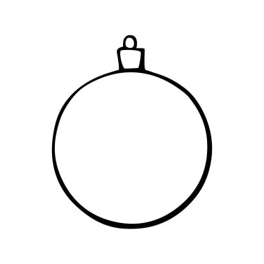 Yılbaşı ve yılbaşı tatillerinde boyama için vektör el çizimi ve noel ağacı topu şekli. Çocukların yaratıcılığı için şablon.