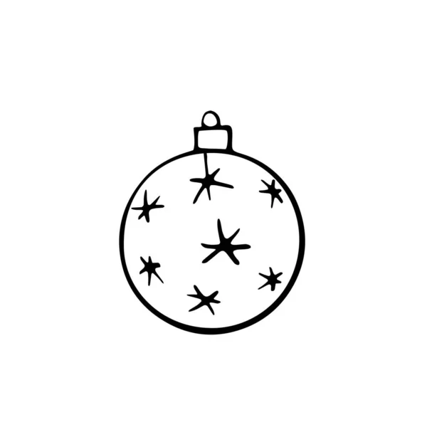 Вектор Різдвяний Контур Ялинкового Яча Елемент Новорічного Різдвяного Дизайну Каракулі — стоковий вектор