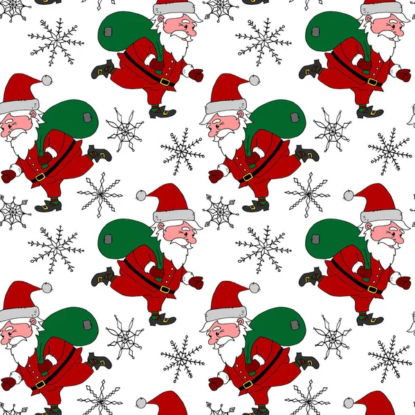 Naadloos Kerstpatroon Met Kerstman Nieuwjaar Kerst Achtergronden Texturen Voor Wenskaarten — Stockfoto