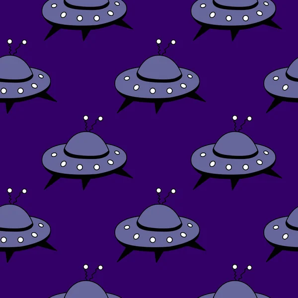 Zökkenőmentes Minta Repülő Csészealjakkal Ufo Vektor Háttér Textúra Szövet Csomagolás — Stock Vector