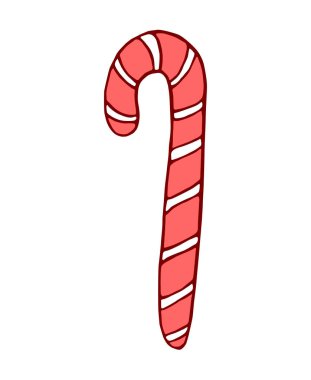 Çubuk şekerin vektör çizimi, Doodle stili lolipop. İzole edilmiş beyaz arka planda elle çizilmiş siyah bir çizgi. Xmas tasarımı, davetiyeler yeni yıl tatili, mutlu Noeller, tebrik kartları..