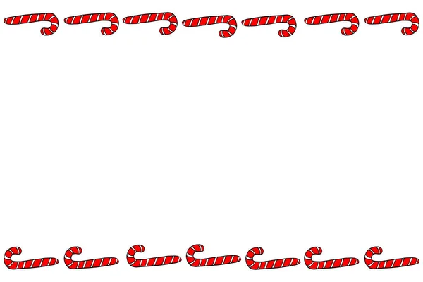 Векторний Фон Рама Кордон Червоною Цукеркою Горизонтальна Верхня Нижня Частина — стоковий вектор